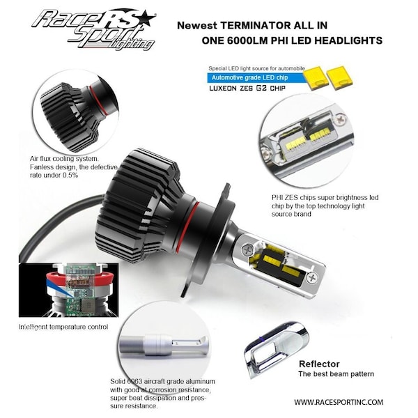 Terminator Series H11 Fanless Led Conversion Headlight Kit